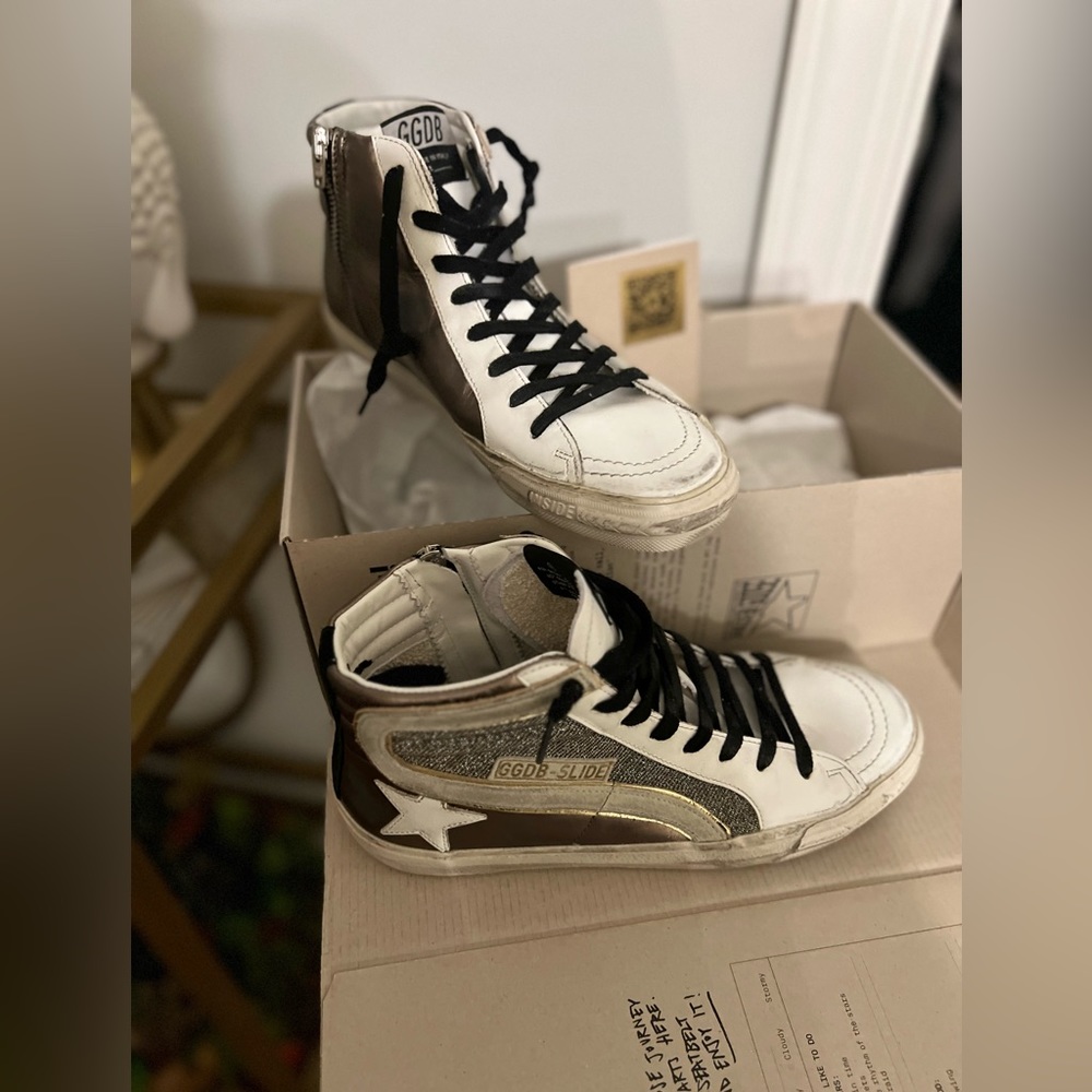 ⭐️Brand New in Box GOLDEN GOOSE SLIDE DOUBLE QUARTER Limited Edition/size 39 ⭐️ - Picture 2 of 13